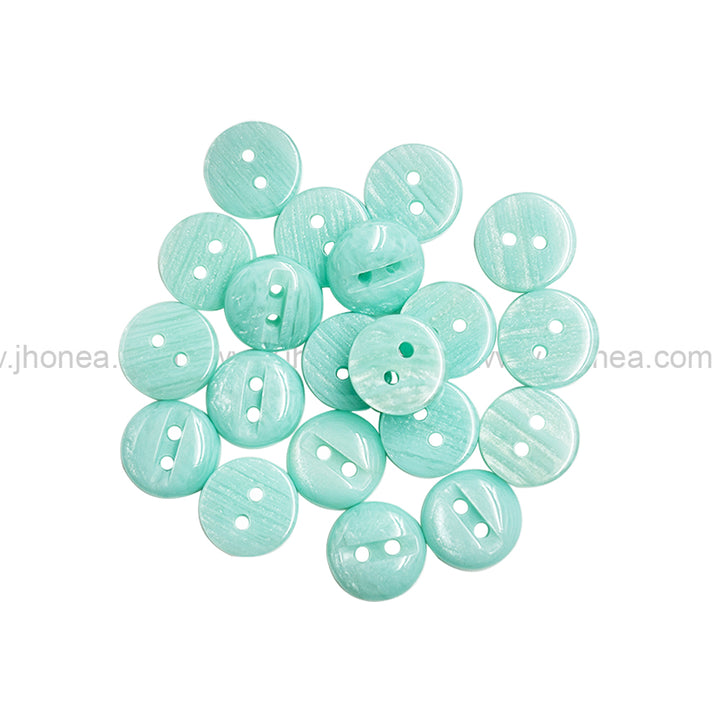 Smooth Pearlescent 2-Hole Sky Blue Poly Buttons for Clothing