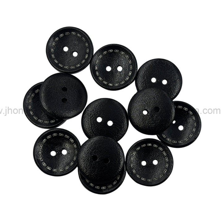 Round Shape 2-Hole Classic Black Hollow Wooden Buttons