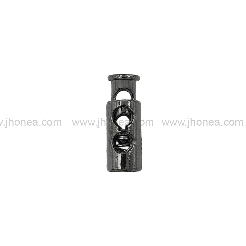 Classic Shiny Black Nickel (Gunmetal) Two-Hole Spring Plastic Cord Lock for Hoodies