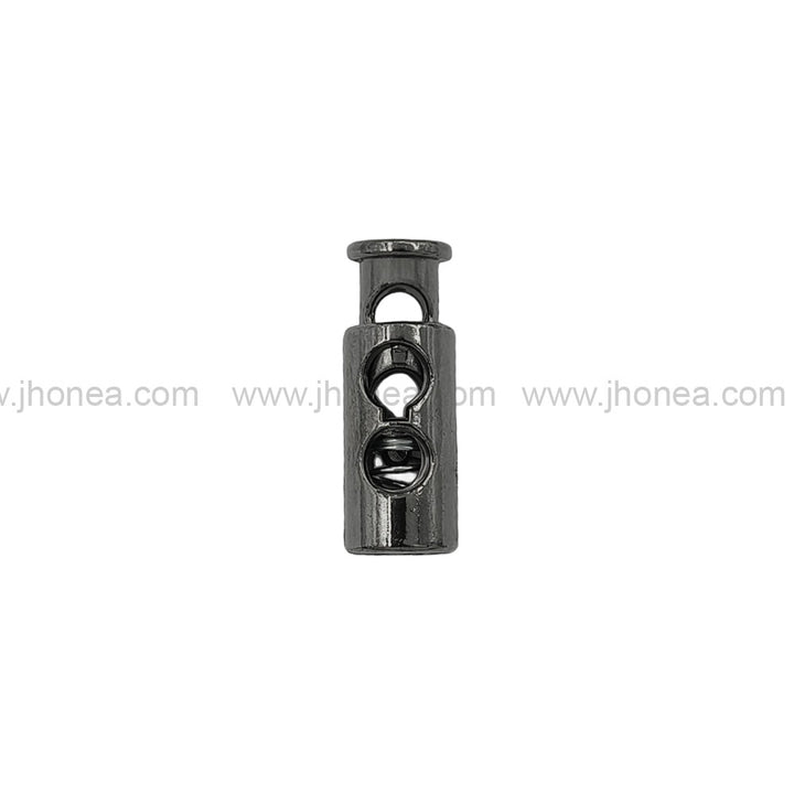 Classic Shiny Black Nickel (Gunmetal) Two-Hole Spring Plastic Cord Lock for Hoodies