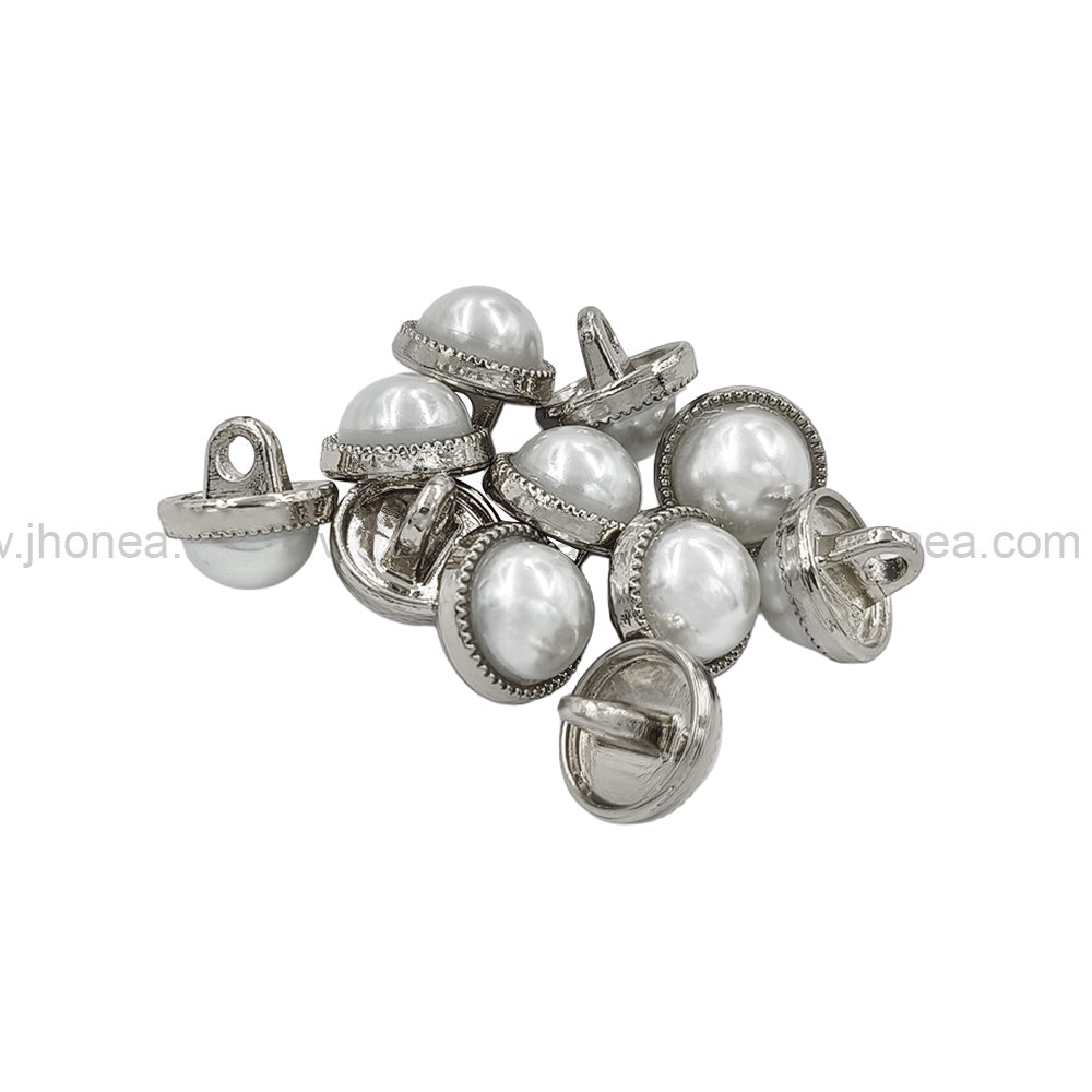 Premium Shiny Gold & Silver Round Shape Pearl Button