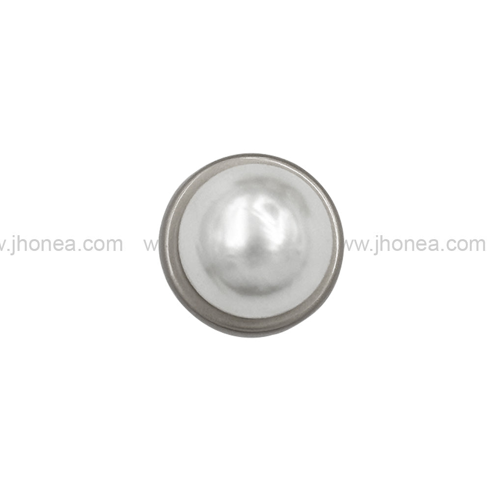 11mm (18L) Matte Silver Round Shape Pearl Metal Button