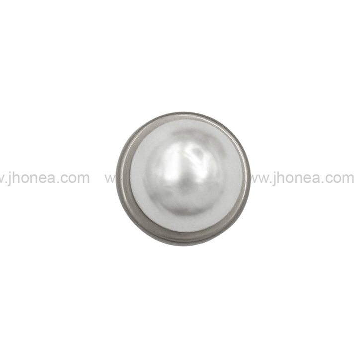 11mm (18L) Matte Silver Round Shape Pearl Metal Button