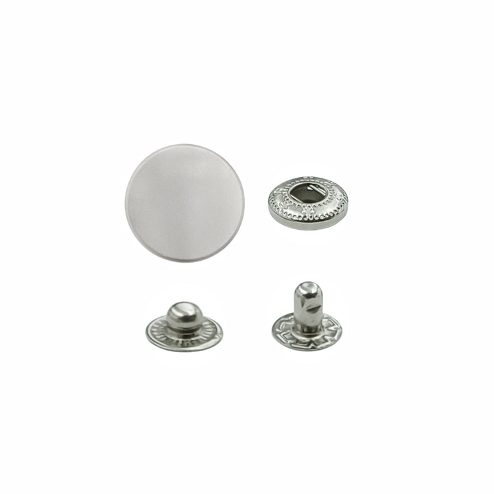 Standard-Quality Matte Silver 4-Part Metal Snap Buttons for Leather, Jackets, DIY