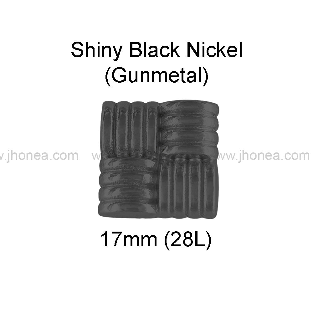 Eye-Catching Square Ribbed Design Shiny Finish Loop Shank Metal Button