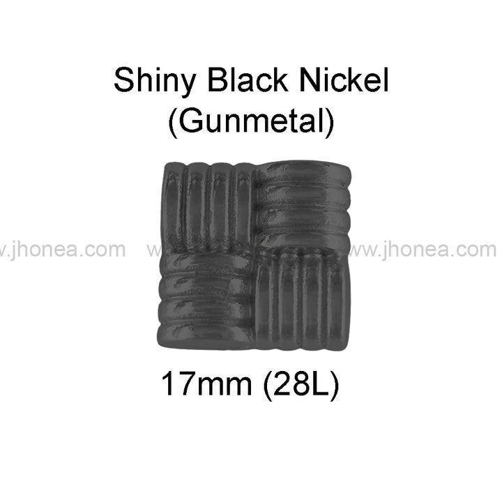 Eye-Catching Square Ribbed Design Shiny Finish Loop Shank Metal Button