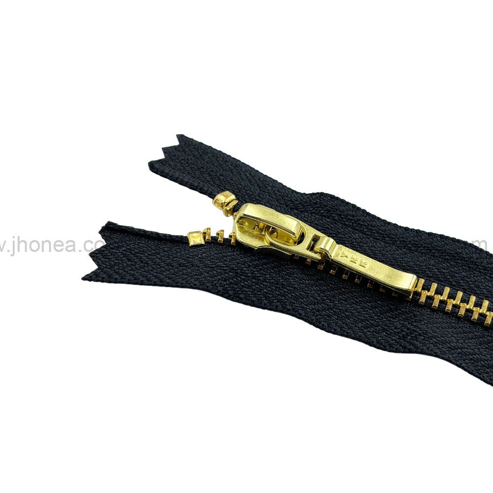 YKK- #5 Quality Designer Gold with Black/White YKK Metal Zipper for Jackets