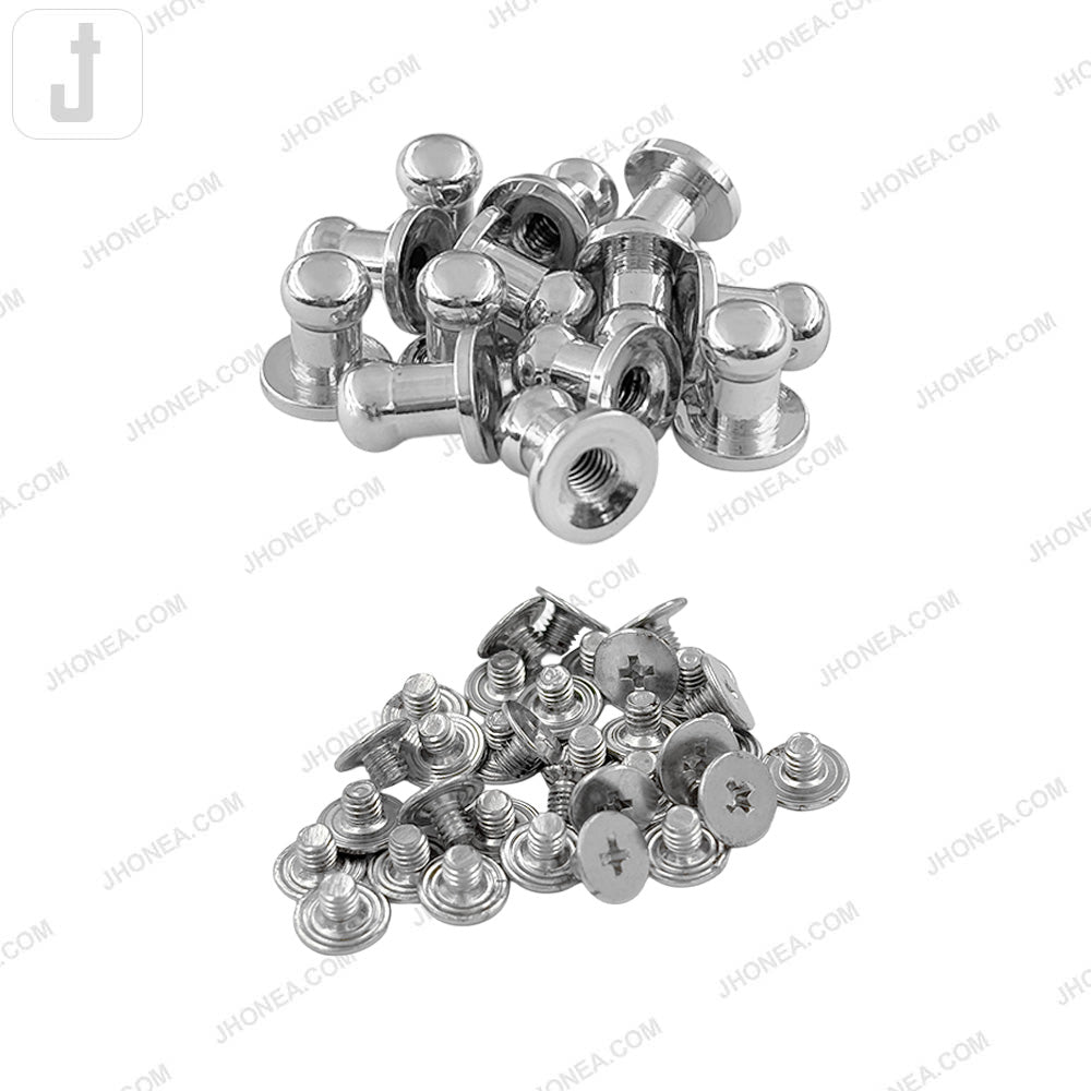 Versatile Shiny Silver 8mm Round Head Screw Metal Button Stud for Shirt/Bags/Belts