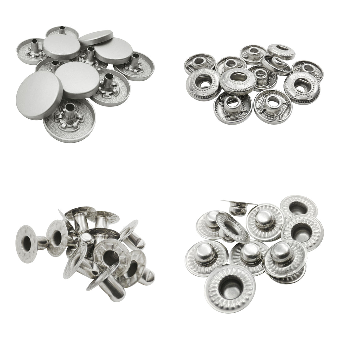 Standard Quality Assorted Metal Snap Buttons 4-Part Snap Fastener Sets