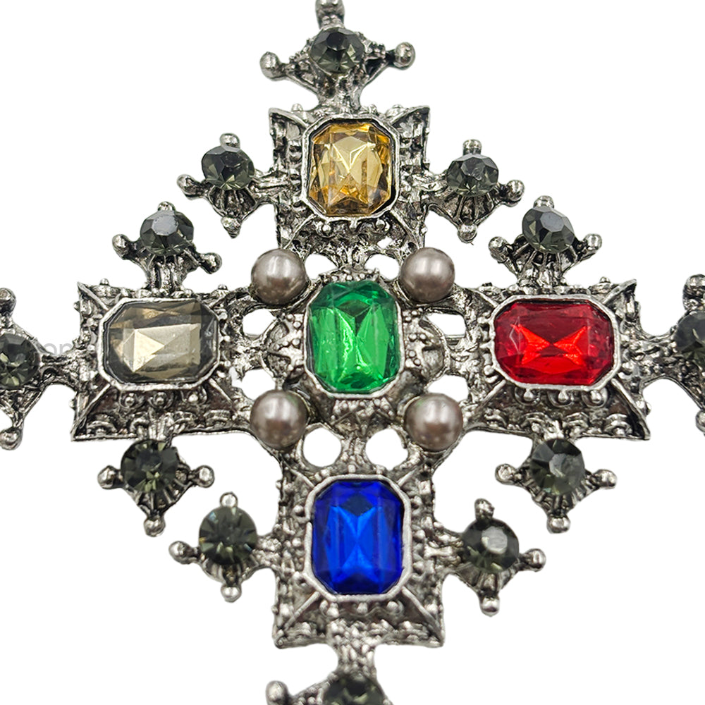 Beautiful Vintage Multicolour Diamond & Pearl Brooch Pin