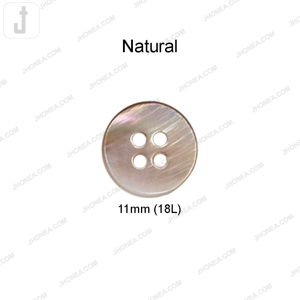Glossy & Shiny Pearlescent Natural 4 Hole Shirt Buttons