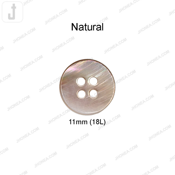 Glossy & Shiny Pearlescent Natural 4 Hole Shirt Buttons