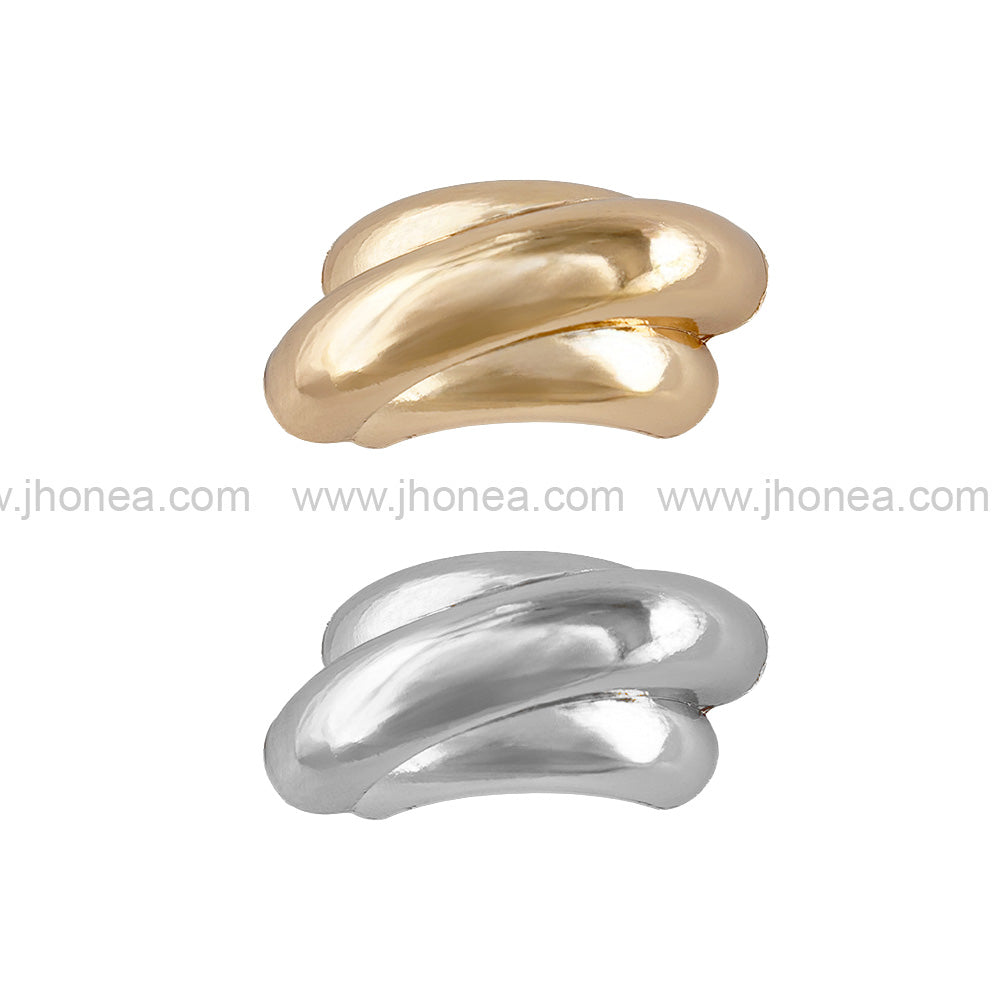 Designer Twisted Shape Shiny Finish Dress Strap Buckle. Shiny Gold and Shiny Silver 