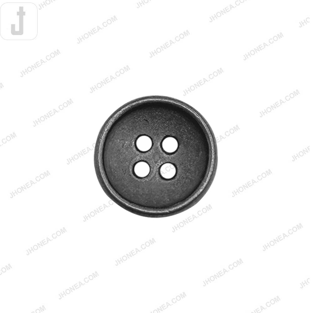 Round Vintage Antique Silver (pewter silver)Style 4-Hole Metal Buttons for Sewing and Crafts