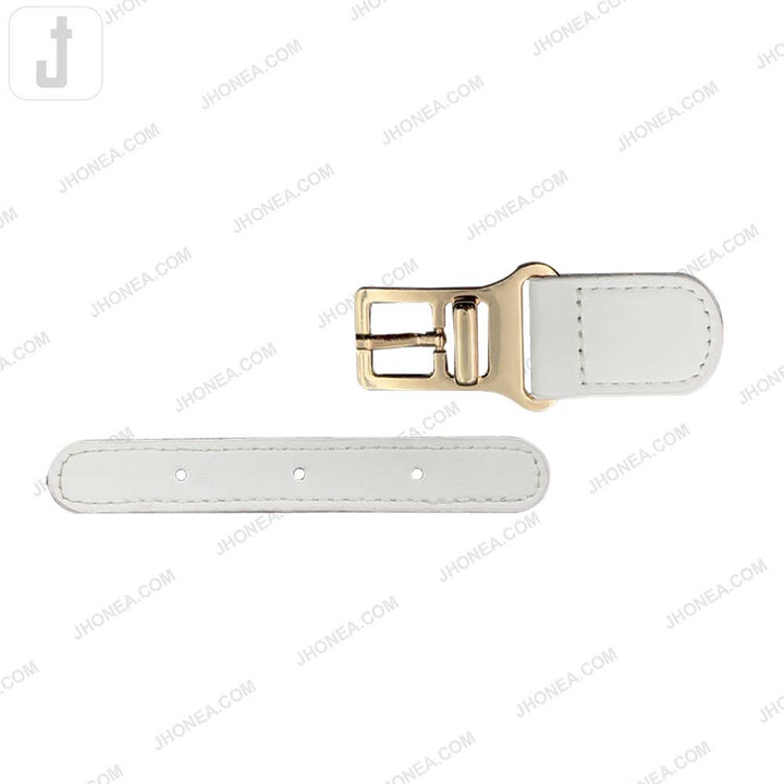 Fashionable Shiny Gold Buckle with Prong PU Belt