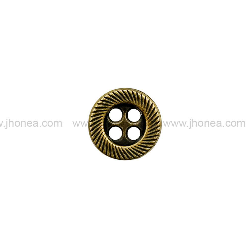 Rounded Rim Antique Brass 4-Hole Shirt/Kurta Metal Buttons