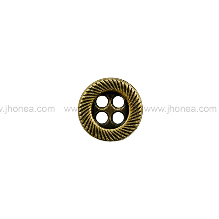 Rounded Rim Antique Brass 4-Hole Shirt/Kurta Metal Buttons