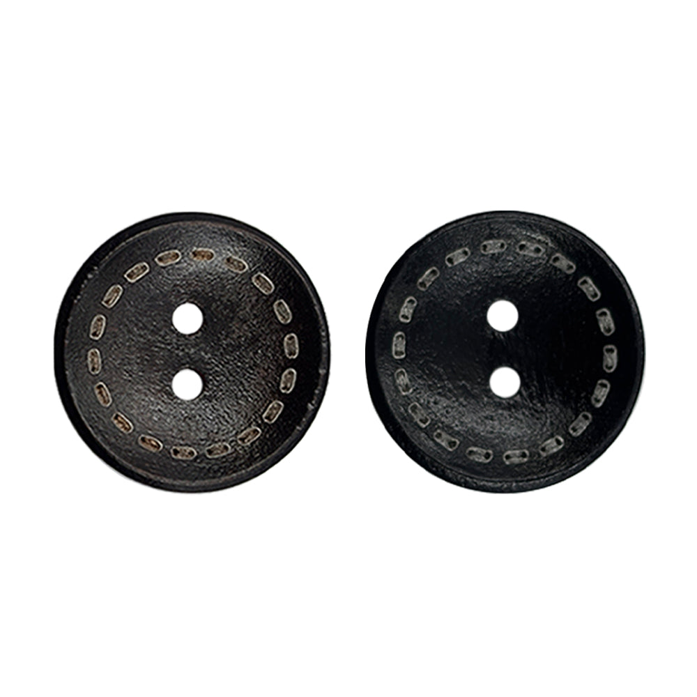 Round Shape 2-Hole Classic Hollow Wooden Buttons. Dark Brown and Black 