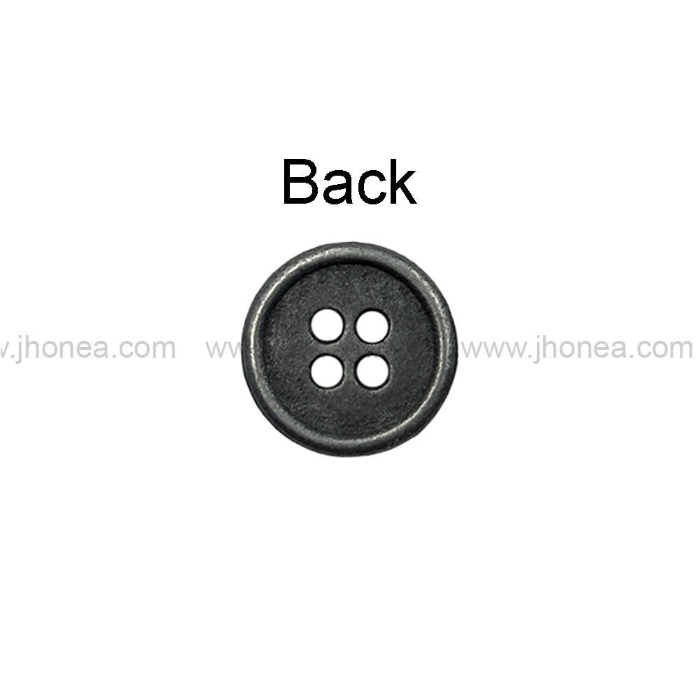 Vintage Reversible 4-Hole Double Rim Round Metal Buttons