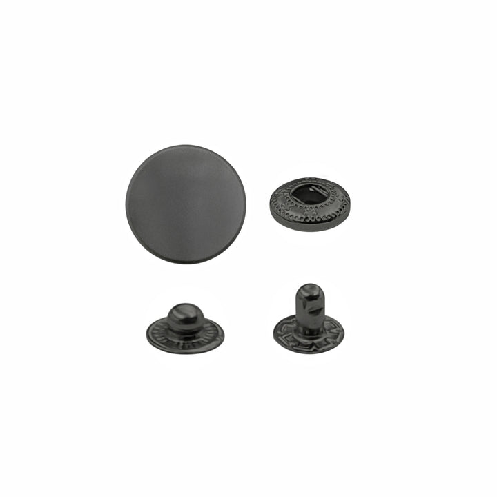 Standard-Quality Matte Dark Grey 4-Part Metal Snap Buttons for Leather, Jackets, DIY