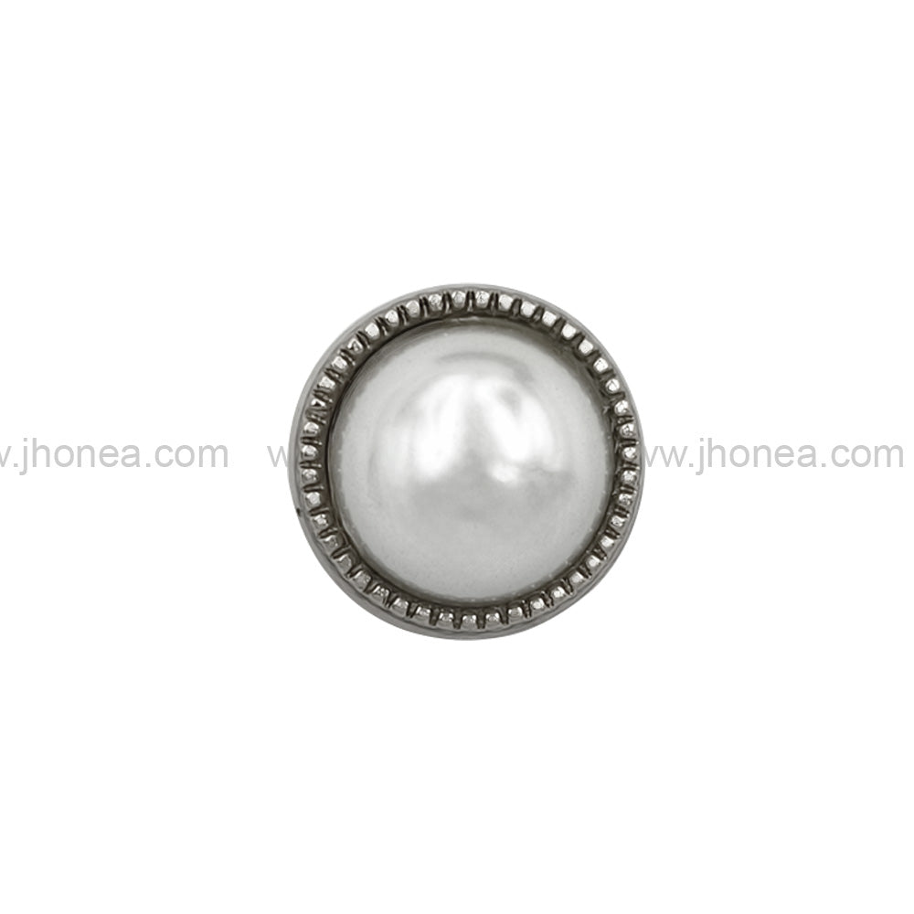 Premium Shiny Silver Round Shape Pearl Button