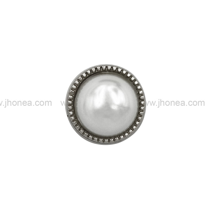 Premium Shiny Silver Round Shape Pearl Button