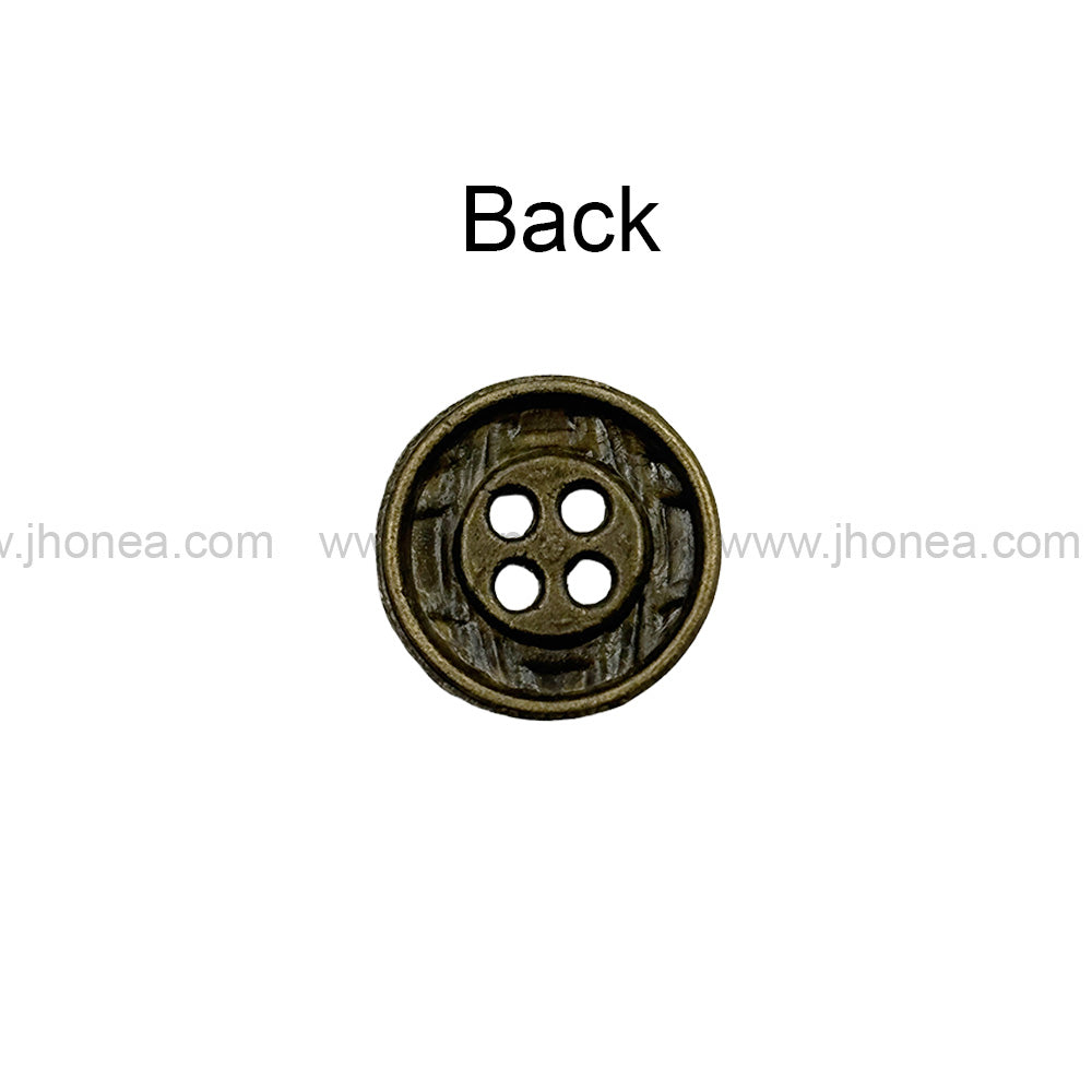 Engraved Design Round Shape 4-Hole Shirt Metal Buttons