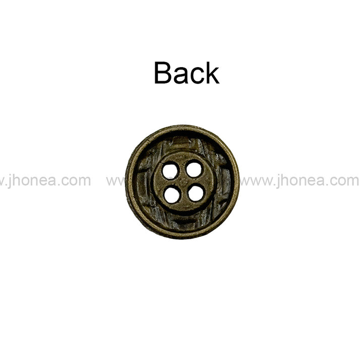 Engraved Design Round Shape 4-Hole Shirt Metal Buttons