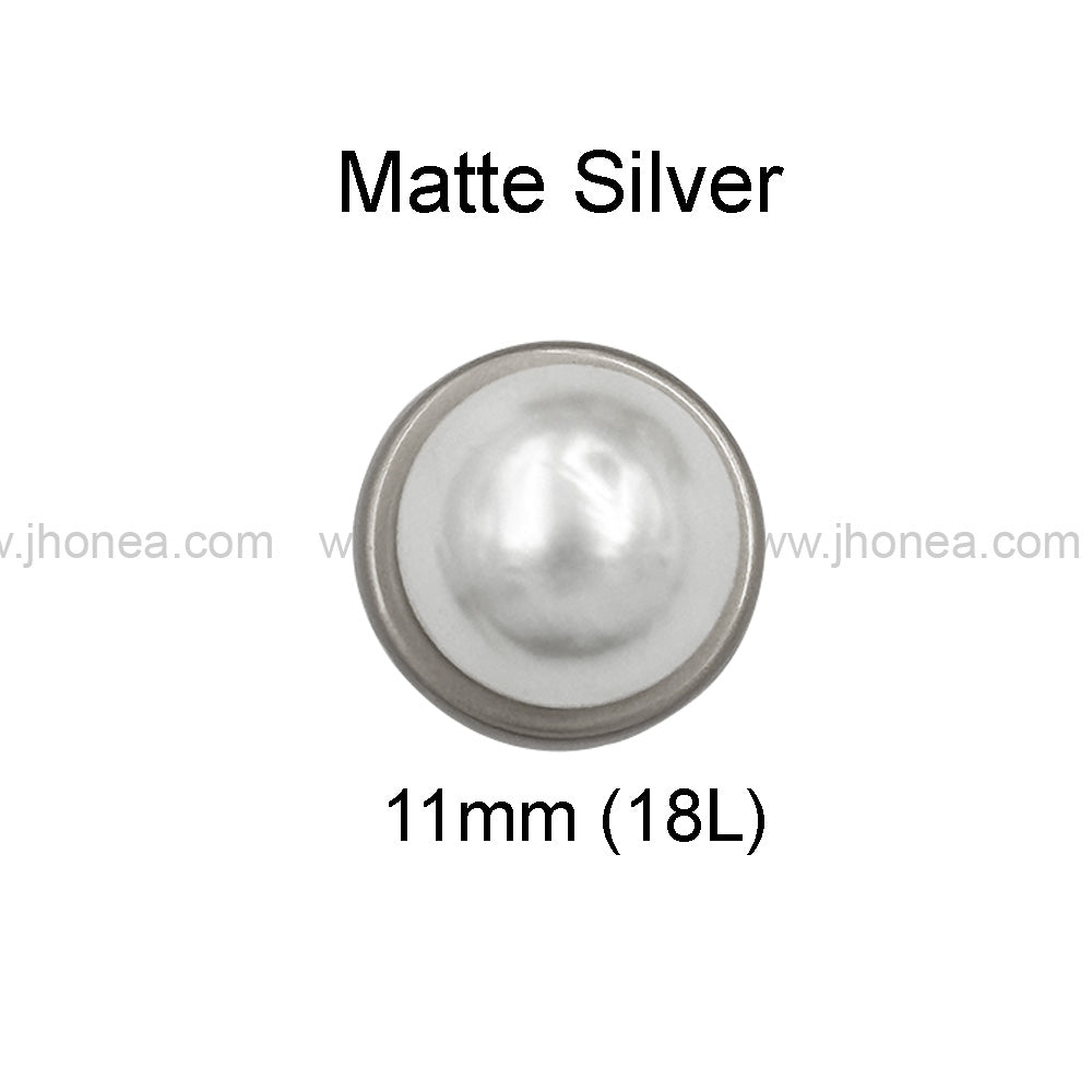Matte Gold & Matte Silver Round Shape Pearl Metal Button