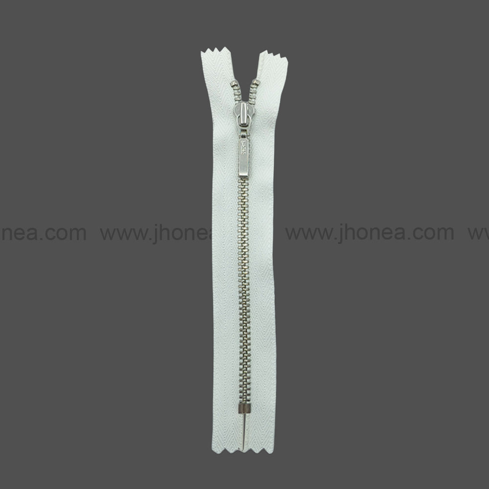 YKK- #3Number Silver with White YKK Premium Quality Cloed-End Metal Zipper for Dresses