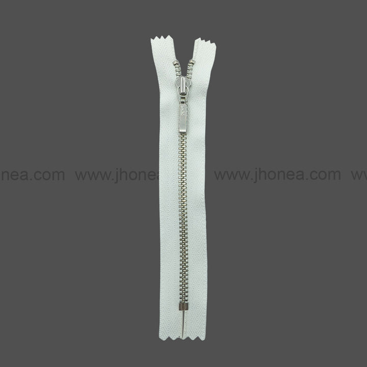 YKK- #3Number Silver with White YKK Premium Quality Cloed-End Metal Zipper for Dresses