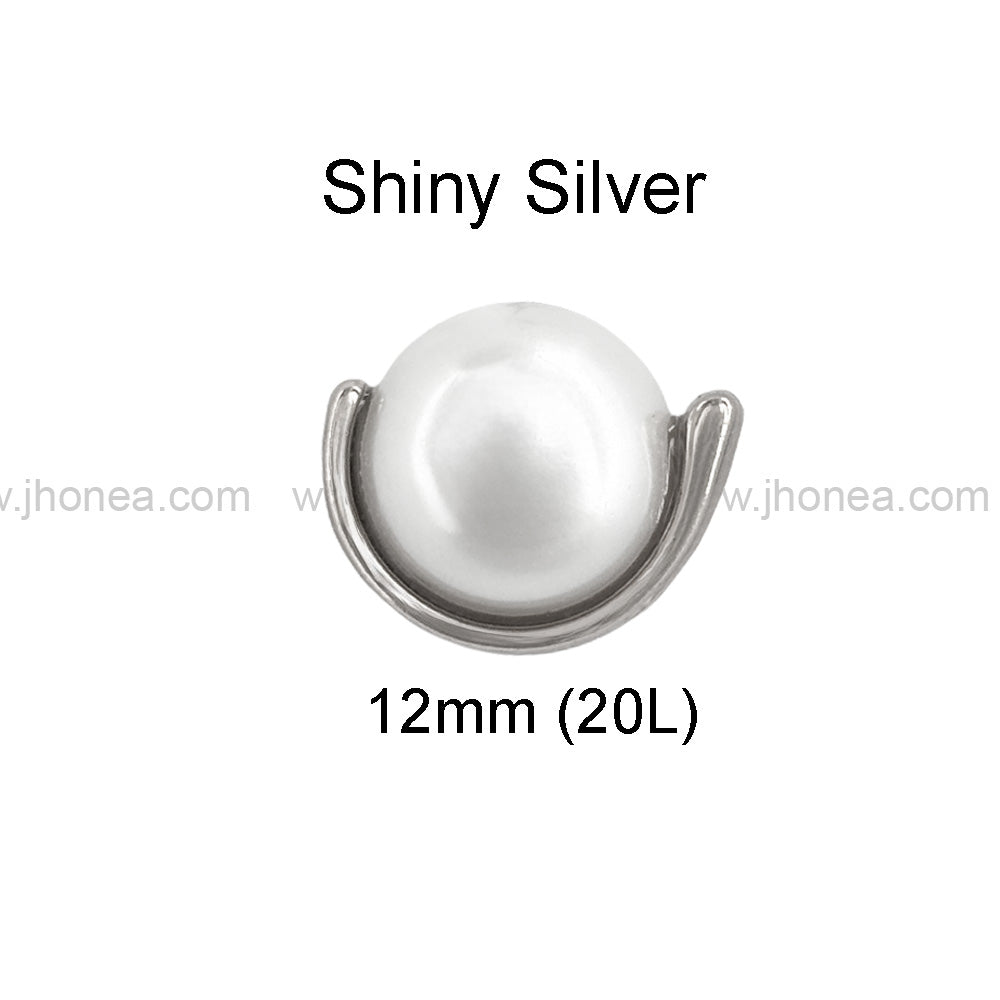 Shiny Gold & Silver Round Shape Fancy Pearl Buttons