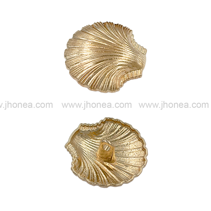 Ornate 25mm Sea Shell-Shaped Shank Metal Button