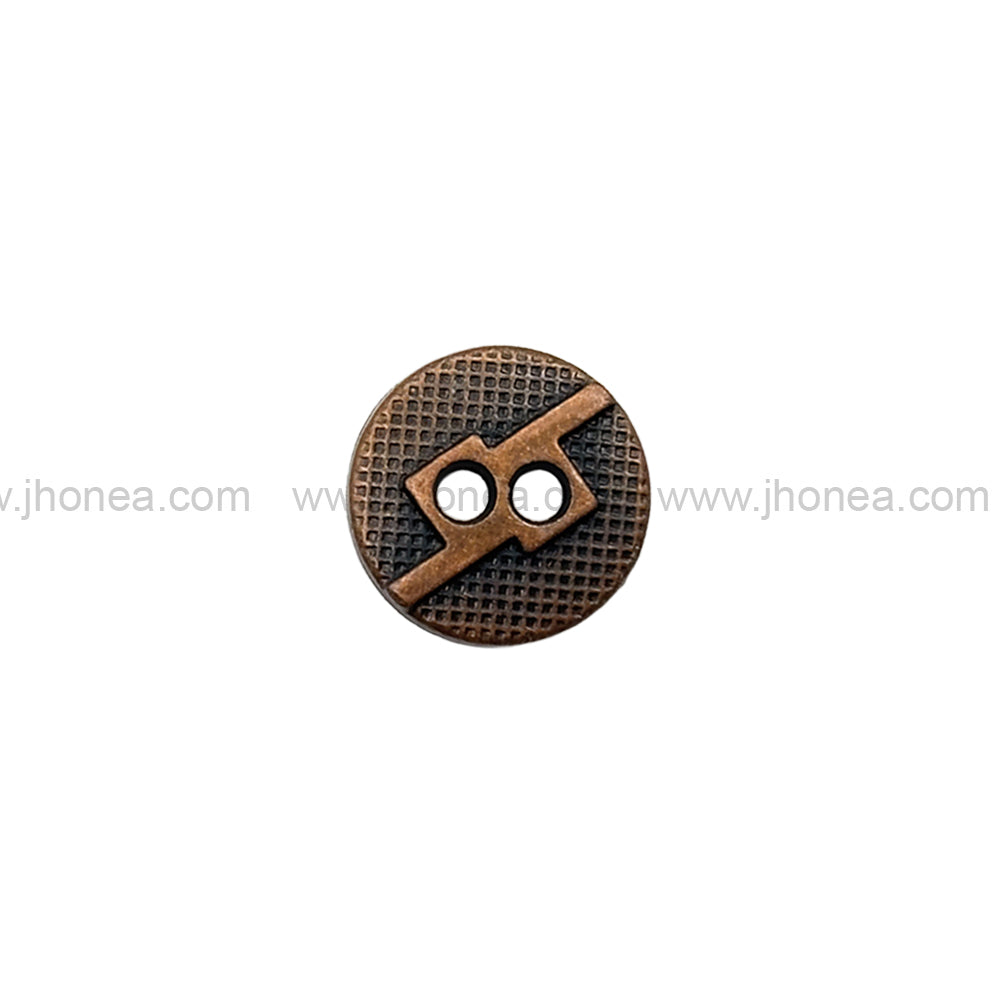 Square 2-Hole Round Shape Unique Surface Antique Copper Finish Shirt Buttons
