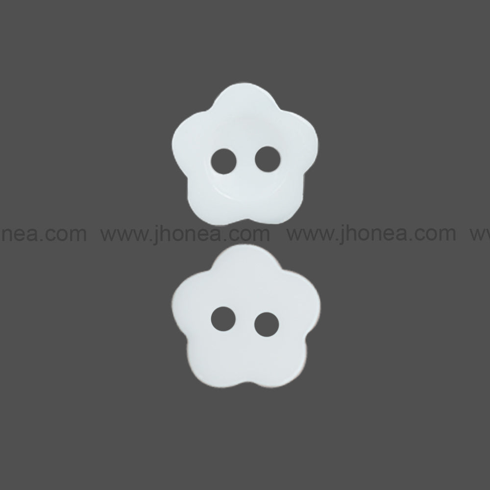Flower Shape White Polyester 2-Hole Decorative Shirt Buttons