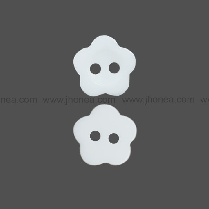 Flower Shape White Polyester 2-Hole Decorative Shirt Buttons