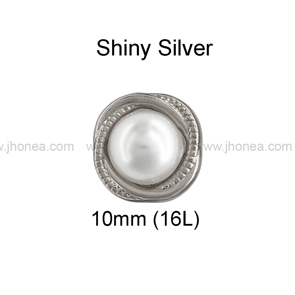 Rounded Square Shape Shiny Pearl Metal Kurta Buttons