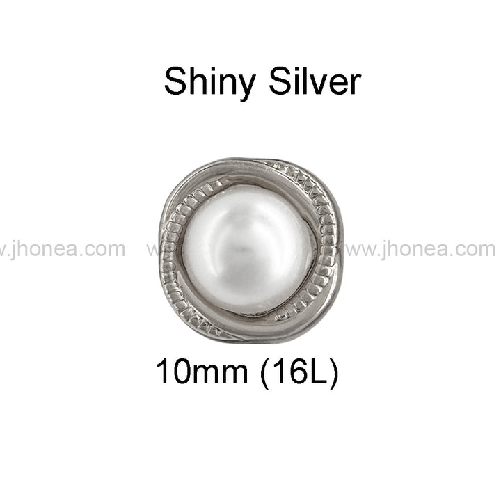 Rounded Square Shape Shiny Pearl Metal Kurta Buttons