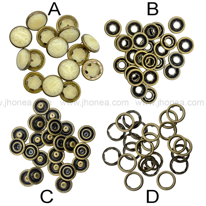 Classic 12mm(20L) Solid Brass Prong Snap Buttons with Resin Cap