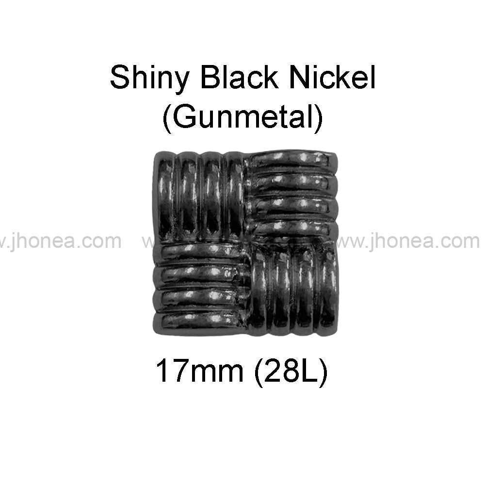 Eye-Catching Square Ribbed Design Shiny Finish Loop Shank Metal Button