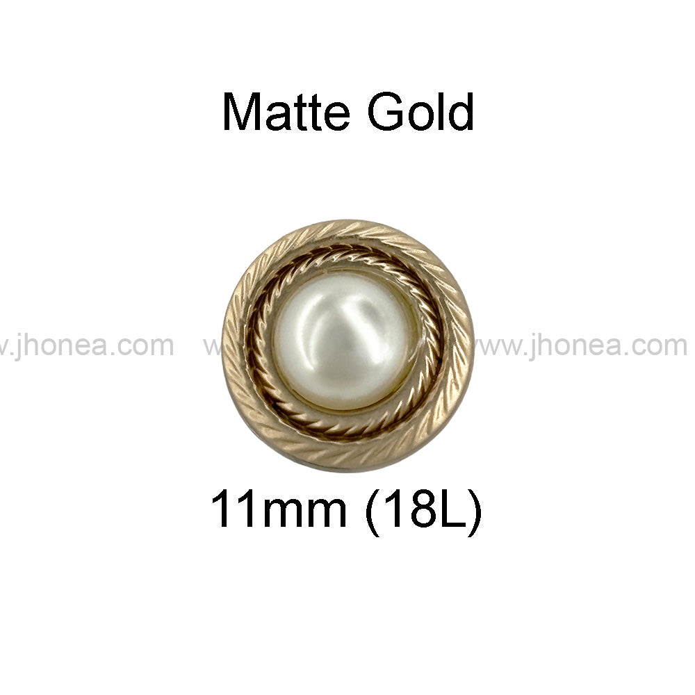Round Shape Pearl Metal Button with Downhole Loop