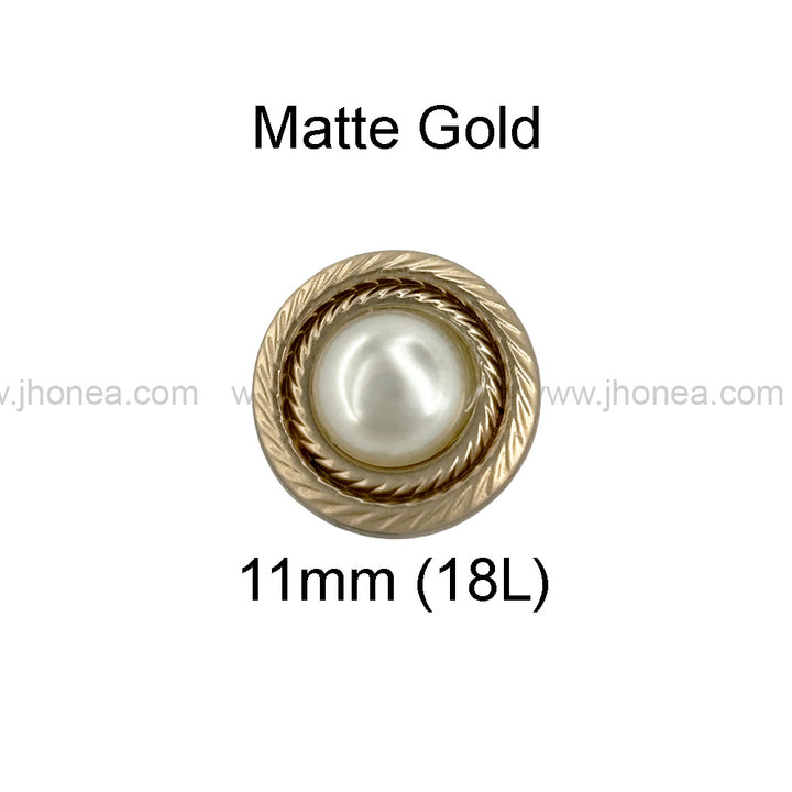 Round Shape Pearl Metal Button with Downhole Loop