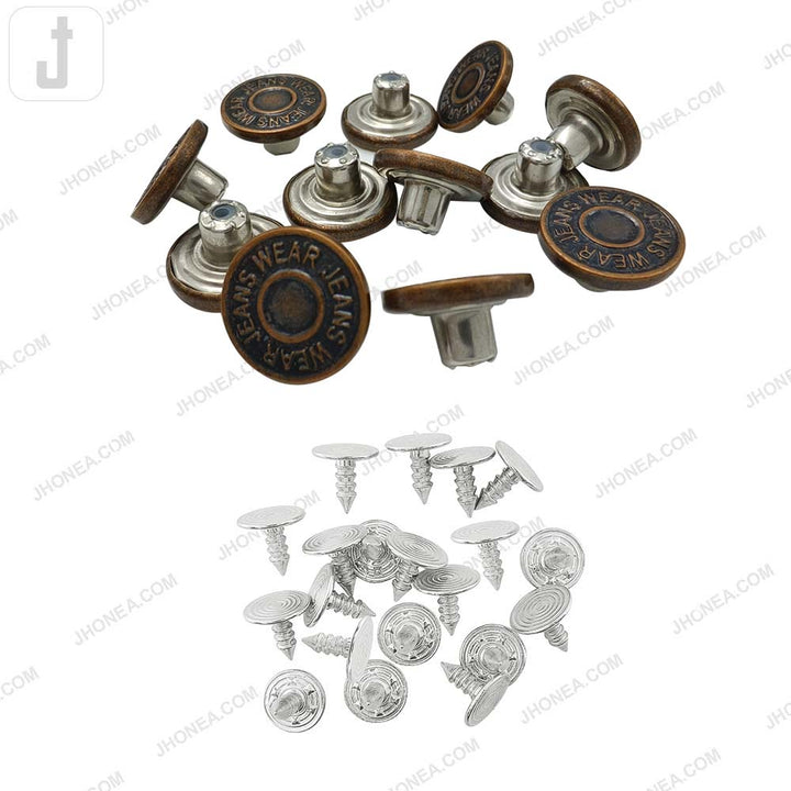 Antique Finish Metal Jeans Button for Denim Garments