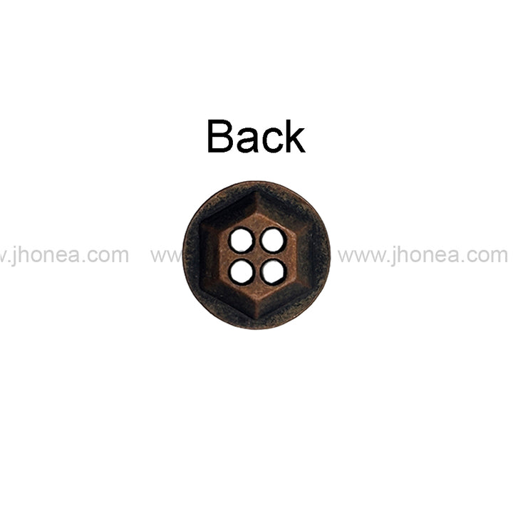 Solid Design Geometric Pattern 4-Hole Metal Shirt Buttons