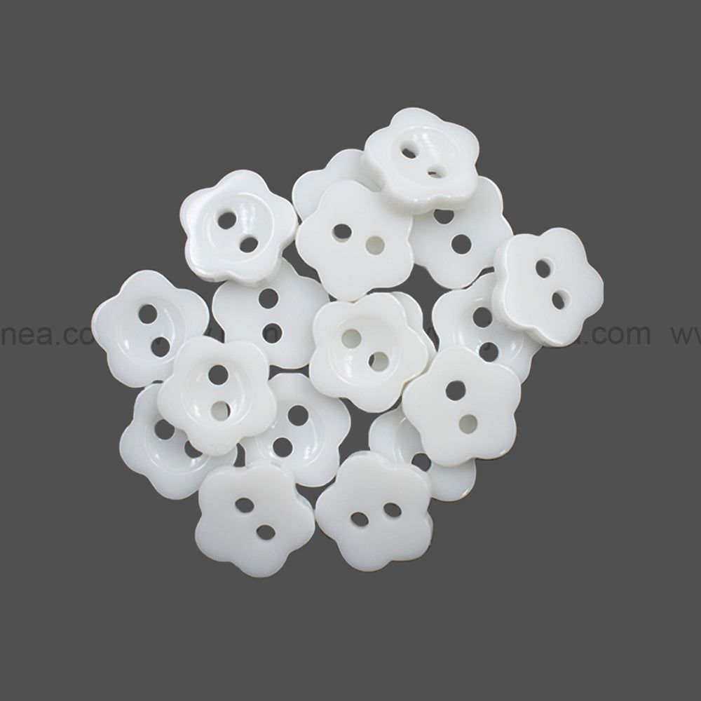 Flower Shape White Polyester 2-Hole Decorative Shirt Buttons