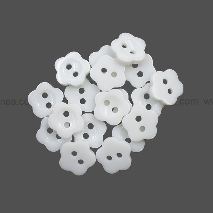 Flower Shape White Polyester 2-Hole Decorative Shirt Buttons
