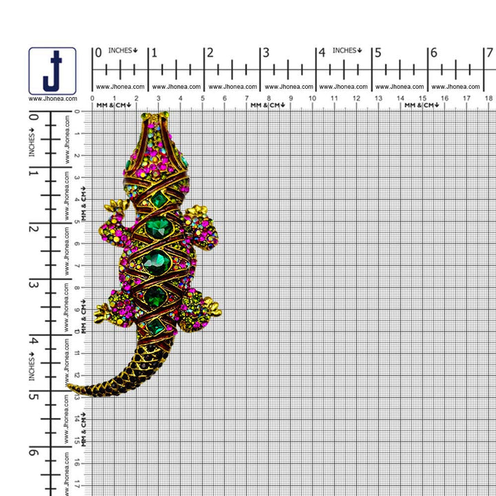 Exquisite Multicolor Crocodile Brooch Pin Bold Statement Jewelry for Clothing