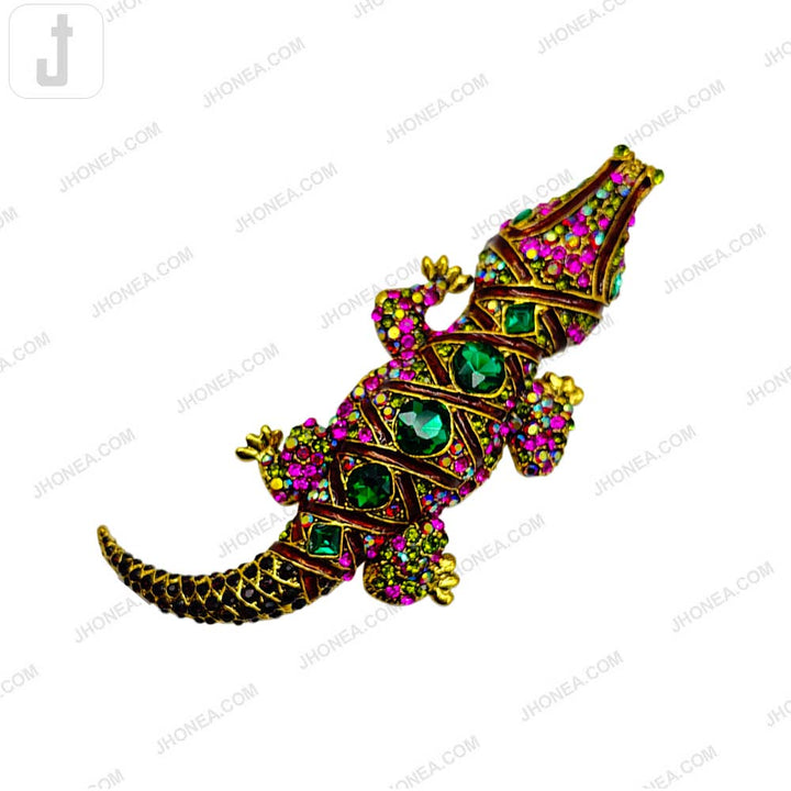 Exquisite Multicolor Crocodile Brooch Pin Bold Statement Jewelry for Clothing