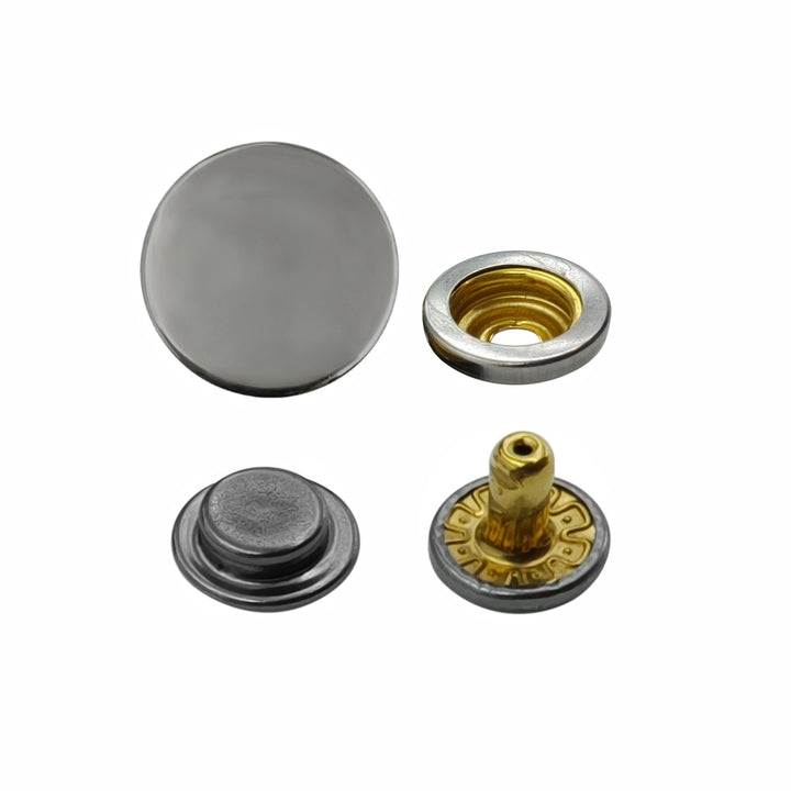 Gunmetal 4-Part Press Snap Buttons Fasteners Set for Garments/Leather Accessories