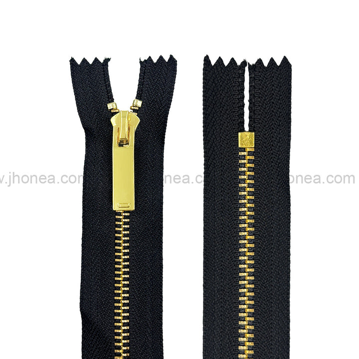 Number #5 Designer Shiny Gold Metal Teeth Fashion Zipper